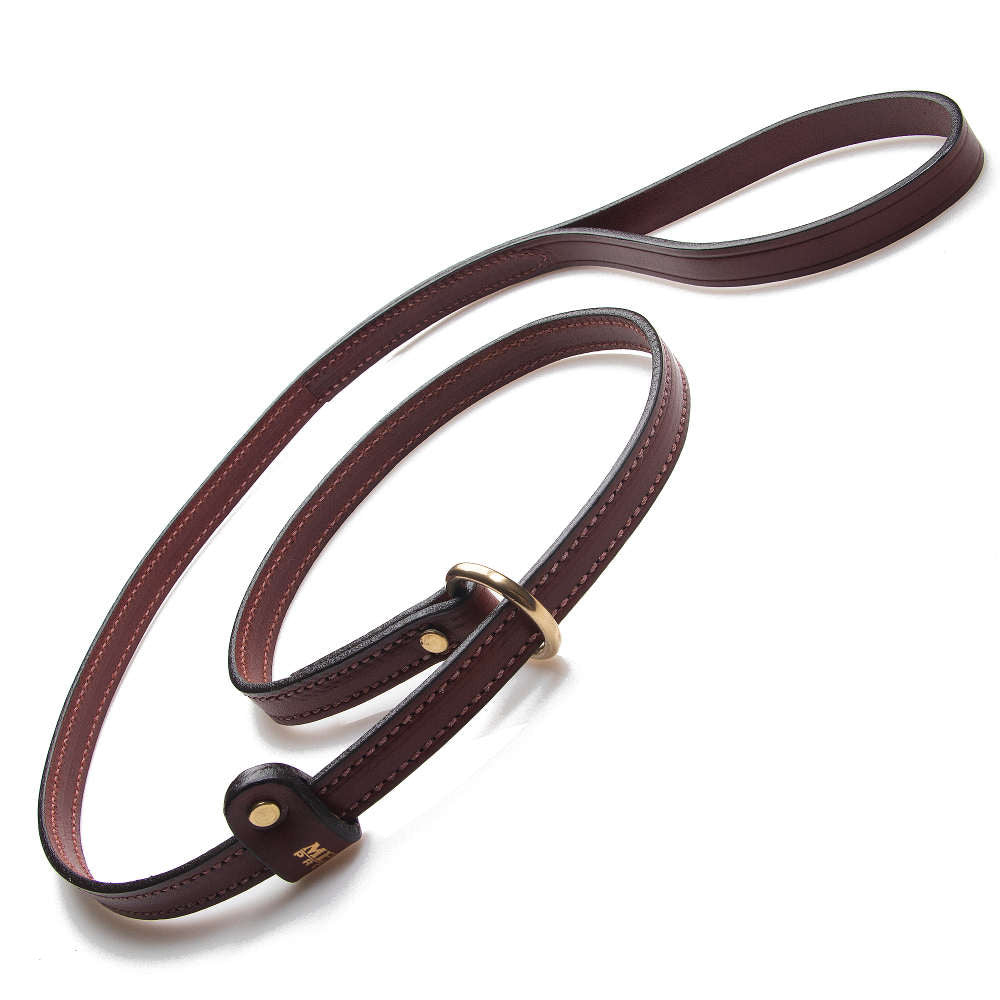 Leather Slip Leash - Chestnut (Rolled & Standard)